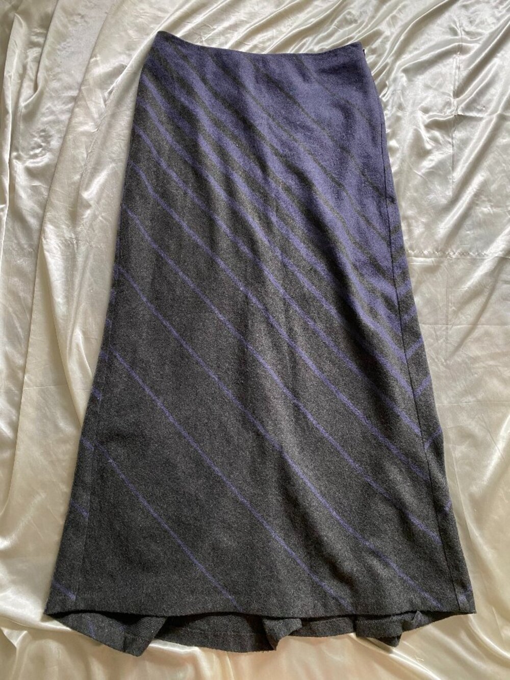 Vintage y2k Purple & Gray Striped Maxi Skirt Minimalist Grunge Size 10